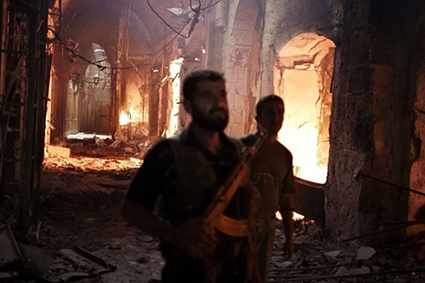 Destruction des anciens marchés d'Alep
